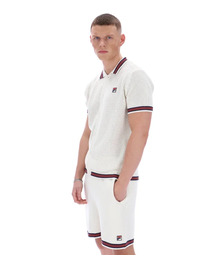 Camisa de punto de ganchillo Gardenia Domenico con ribetes en contraste