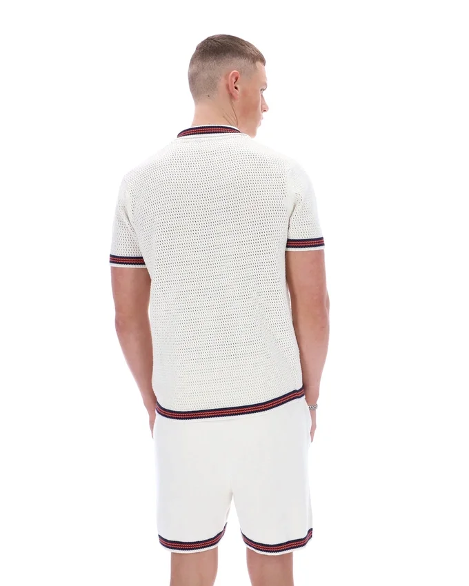 Camisa de punto de ganchillo Gardenia Domenico con ribetes en contraste