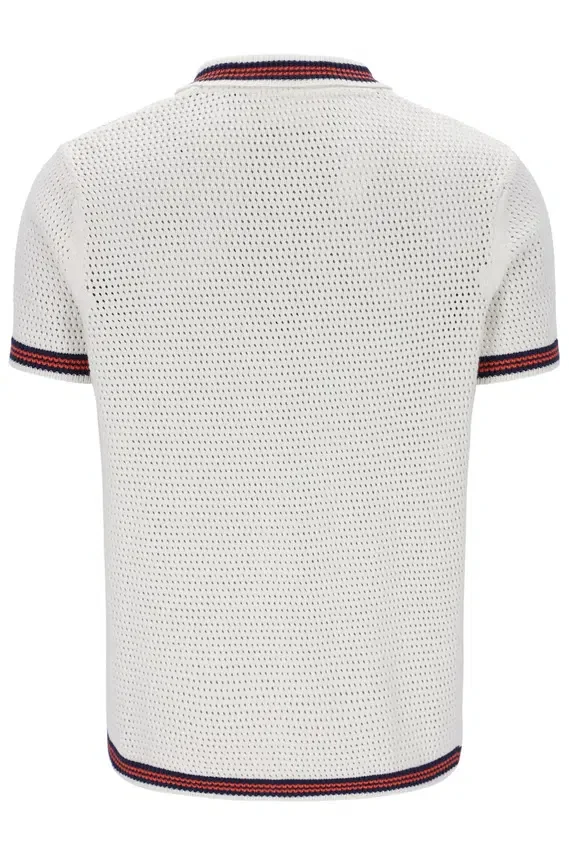 Camisa de punto de ganchillo Gardenia Domenico con ribetes en contraste