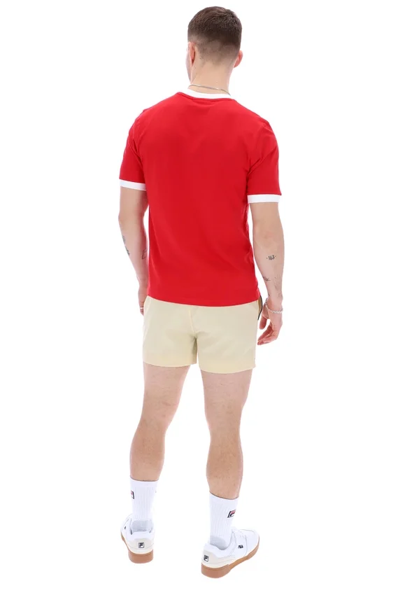 Camiseta con cuello y puños acanalados Marconi Essential en rojo chino