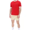 Camiseta con cuello y puños acanalados Marconi Essential en rojo chino