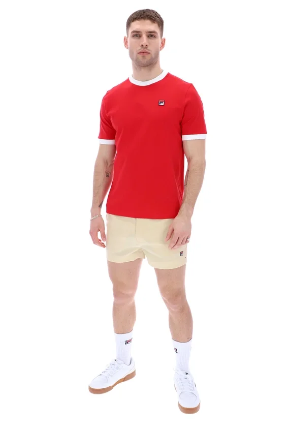 Camiseta con cuello y puños acanalados Marconi Essential en rojo chino