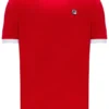 Camiseta con cuello y puños acanalados Marconi Essential en rojo chino