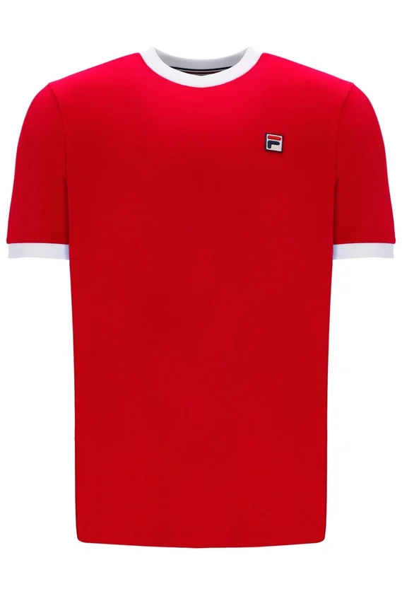 Camiseta con cuello y puños acanalados Marconi Essential en rojo chino