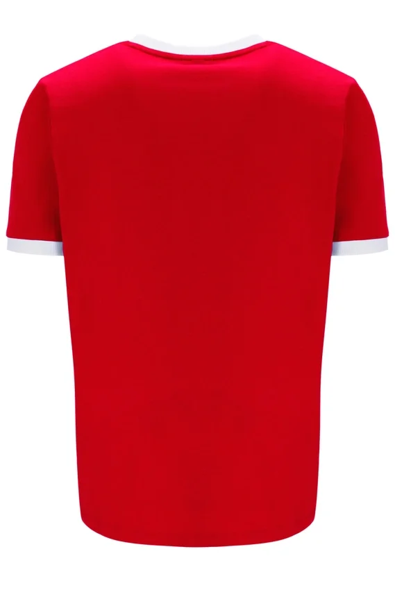 Camiseta con cuello y puños acanalados Marconi Essential en rojo chino