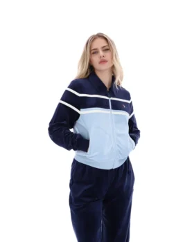 Camiseta corta con cremallera Giovana de Fila en azul marino