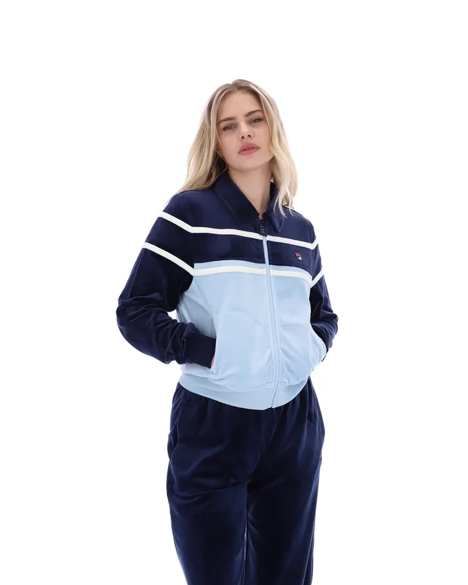 Camiseta corta con cremallera Giovana de Fila en azul marino