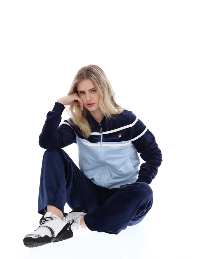 Camiseta corta con cremallera Giovana de Fila en azul marino