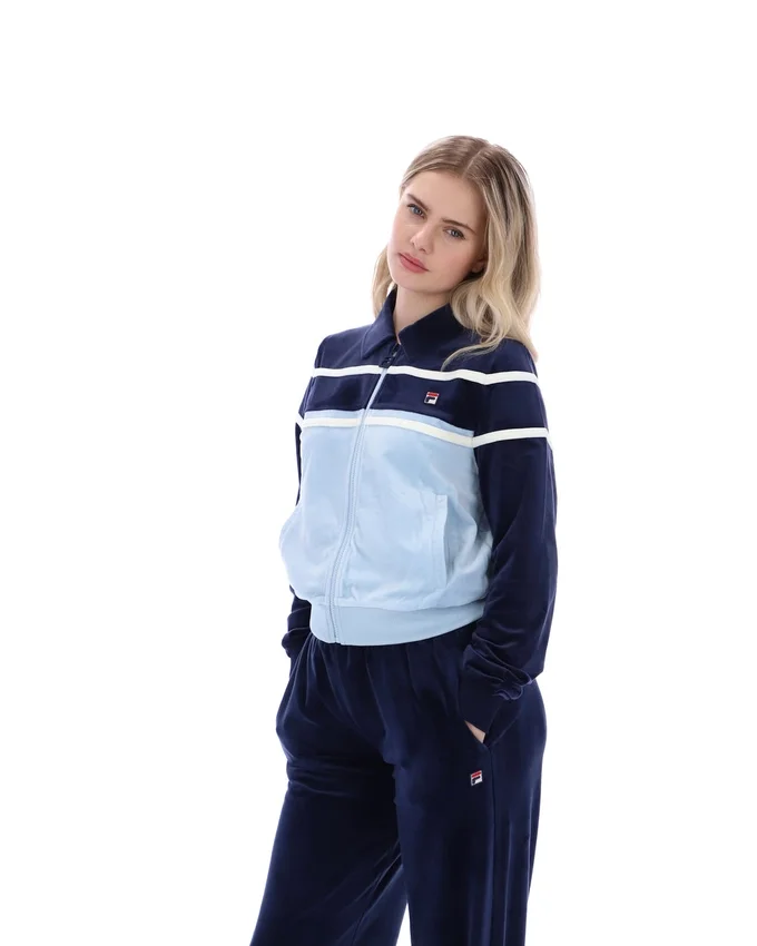 Camiseta corta con cremallera Giovana de Fila en azul marino