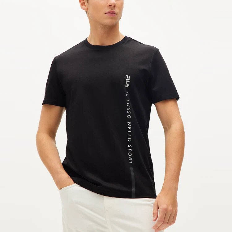 Camiseta de cuello redondo holgada con logo de letras, pantalones cortos, para hombre, negra