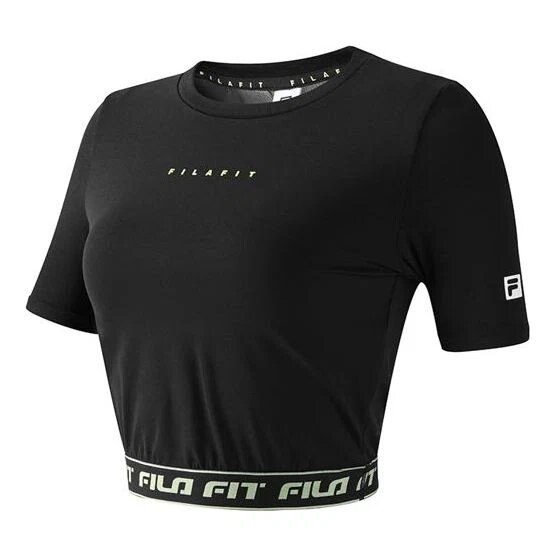 Camiseta de manga corta para yoga y gimnasio con estampado de letras «Negro» en los pantalones cortos