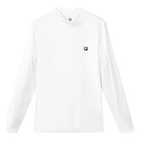 Camiseta deportiva de manga larga con cuello redondo y corte ajustado, serie Athletics, color blanco