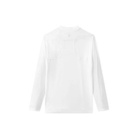 Camiseta deportiva de manga larga con cuello redondo y corte ajustado, serie Athletics, color blanco