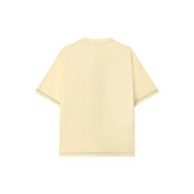 Camiseta deportiva holgada de cuello redondo y manga corta con estampado de letras para hombre, color amarillo