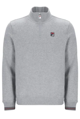 Camiseta Ramy F-Box de color gris jaspeado con cremallera de 1/4 y puños teñidos en hilo