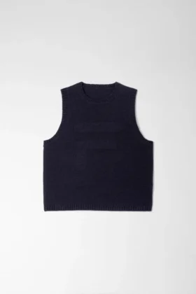 Camiseta sin mangas de punto corta en azul medianoche