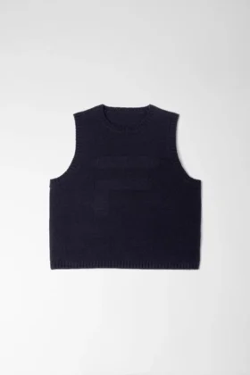 Camiseta sin mangas de punto corta en azul medianoche