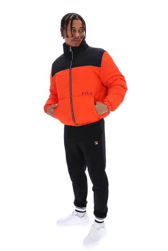 Chaqueta acolchada unisex Evan con paneles en color Tangerine Tango
