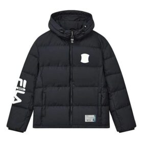 Chaqueta de plumón con capucha oversize de la colaboración Fila x Mihara Yasuhiro «Black White Blue»