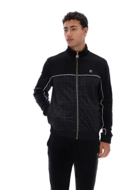 Chaqueta de terciopelo negra Higgans con cremallera completa