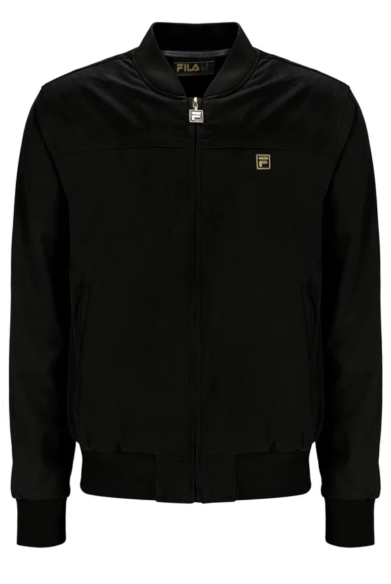 Chaqueta «Dean» negra de ante sintético con cremallera completa