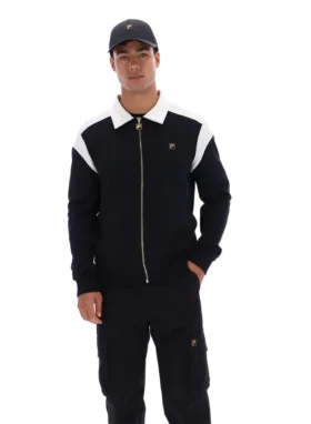 Chaqueta negra Morton con cremallera completa y paneles en contraste