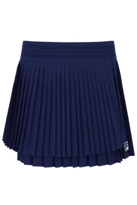 Falda de tenis cruzada plisada para mujer en azul marino