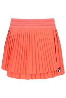 Falda de tenis cruzada plisada para mujer en naranja neón