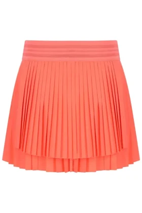 Falda de tenis cruzada plisada para mujer en naranja neón