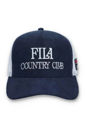 Gorra Cody de pana con parte trasera de malla y gráfico bordado de Fila en azul marino