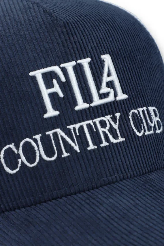 Gorra Cody de pana con parte trasera de malla y gráfico bordado de Fila en azul marino