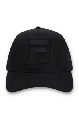 Gorra Turo grande F-Box de ante con bordado tonal y parte trasera de malla, en negro