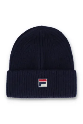 Gorro «Watchman» con vuelta de Fila en azul marino y diseño acanalado Ricco