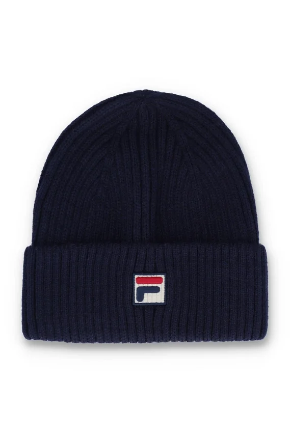 Gorro «Watchman» con vuelta de Fila en azul marino y diseño acanalado Ricco