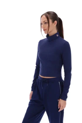 Jersey corto de cuello vuelto Heidi en azul marino