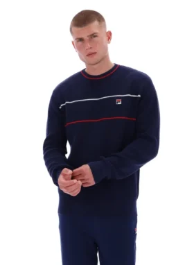 Jersey de cuello redondo Fila Kallum con textura de gofre en azul marino