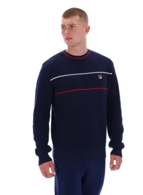 Jersey de cuello redondo Fila Kallum con textura de gofre en azul marino