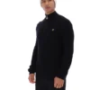 Jersey de punto texturizado Stevie negro con cuello de embudo y cremallera de 1/4