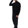 Jersey de punto texturizado Stevie negro con cuello de embudo y cremallera de 1/4