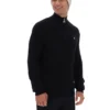 Jersey de punto texturizado Stevie negro con cuello de embudo y cremallera de 1/4