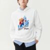 Jersey deportivo holgado con capucha y manga larga, blanco