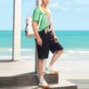 Pantalones cortos con bolsillo y letras del logotipo, para hombre, azul