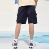 Pantalones cortos con bolsillo y letras del logotipo, para hombre, azul