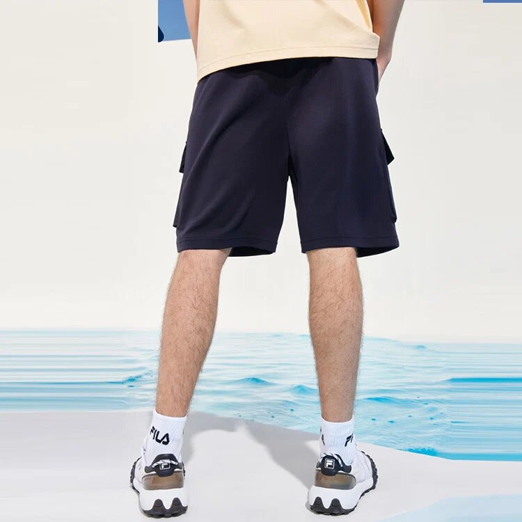 Pantalones cortos con bolsillo y letras del logotipo, para hombre, azul