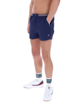 Pantalones cortos de felpa con rayas y bolsillos High Tide de Fila en azul marino