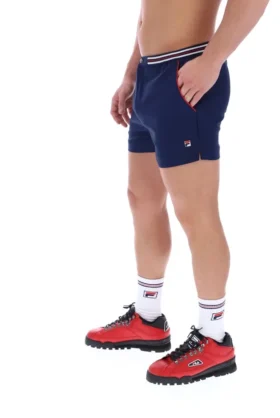 Pantalones cortos de felpa con rayas y bolsillos High Tide de Fila en azul marino