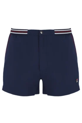 Pantalones cortos de felpa con rayas y bolsillos High Tide de Fila en azul marino