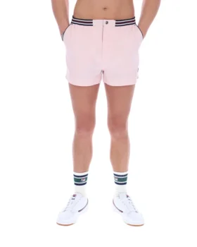 Pantalones cortos de felpa «High Tide» con rayas y bolsillos en rosa pálido