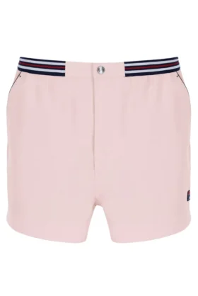 Pantalones cortos de felpa «High Tide» con rayas y bolsillos en rosa pálido