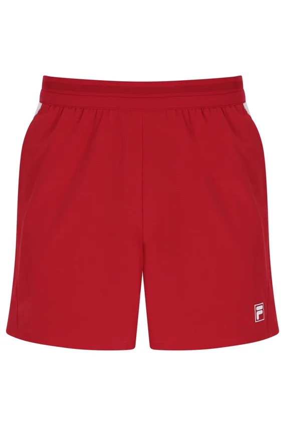 Pantalones cortos de tenis para hombre de 5" en rojo con calzoncillo interior